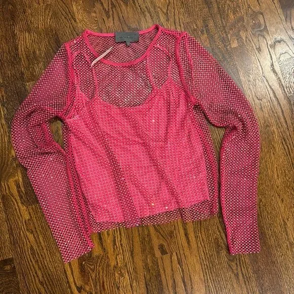 Anthropologie Sunday in Brooklyn mesh sparkle top